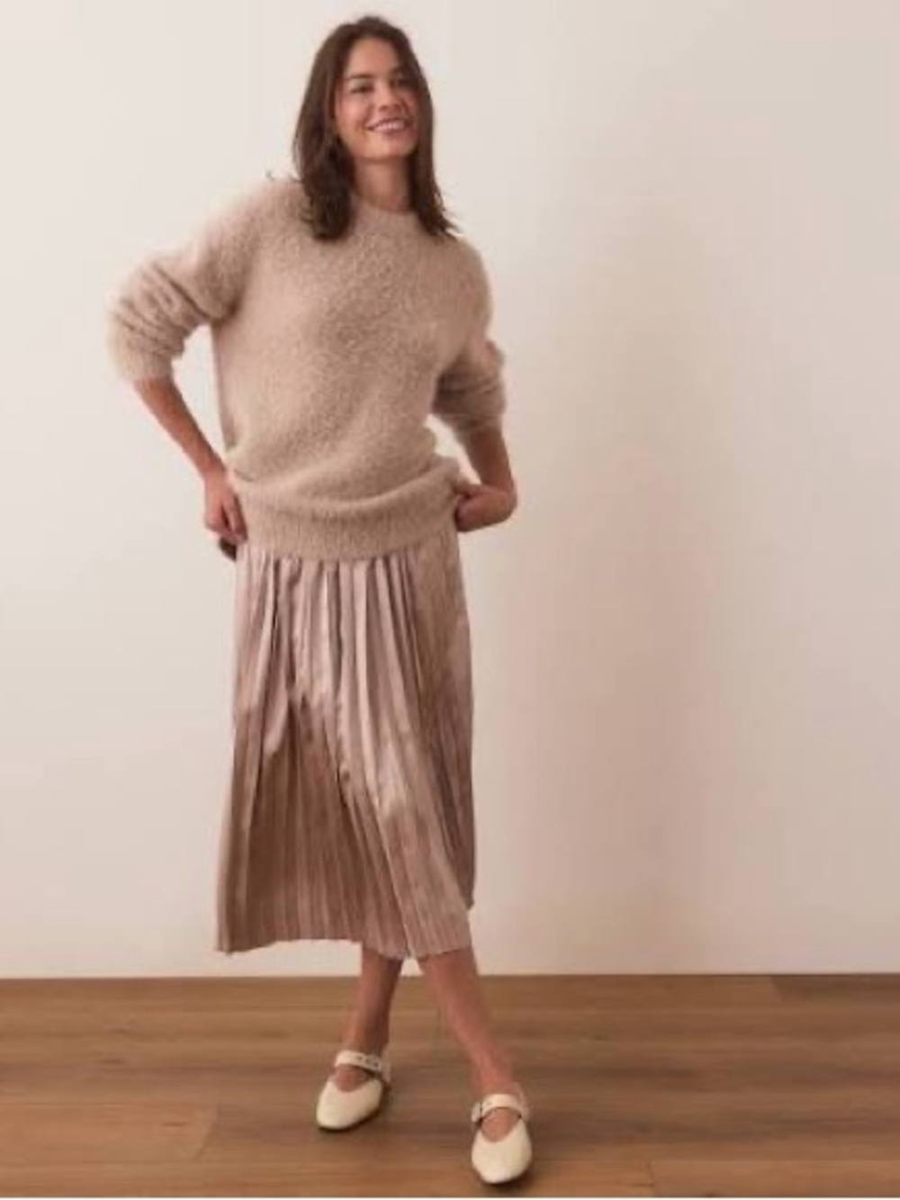NEW Marine Layer Chelsea Pleated Satin Midi Skirt